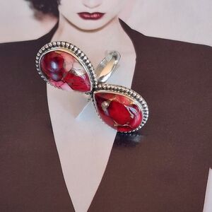 Rose Dahalia Turqoise Stone Set In Sterling Silver Size 7